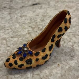 Mini Decorative Ladies High Heel Shoe Resin Decor Figurine Ornament Leopard
